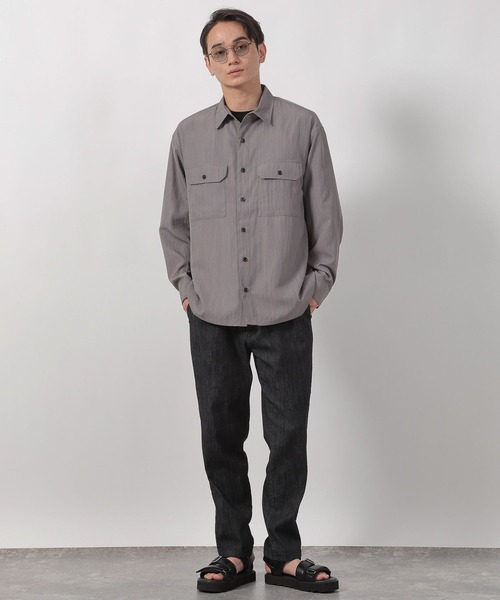 LAKOLE(ラコレ)の「【セットアップ可・接触冷感】冷感ワッシャーシャツ長袖 / 586873(シャツ/ブラウス・メンズ・ブラウン/ブラック/グレー・LARGE/MEDIUM)」の11枚目の写真