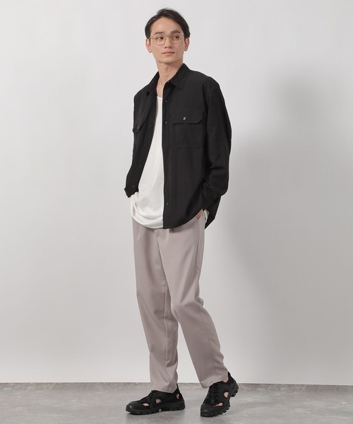 LAKOLE(ラコレ)の「【セットアップ可・接触冷感】冷感ワッシャーシャツ長袖 / 586873(シャツ/ブラウス・メンズ・ブラウン/ブラック/グレー・LARGE/MEDIUM)」の7枚目の写真