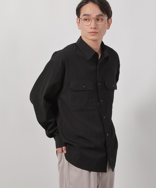 LAKOLE(ラコレ)の「【セットアップ可・接触冷感】冷感ワッシャーシャツ長袖 / 586873(シャツ/ブラウス・メンズ・ブラウン/ブラック/グレー・LARGE/MEDIUM)」の8枚目の写真