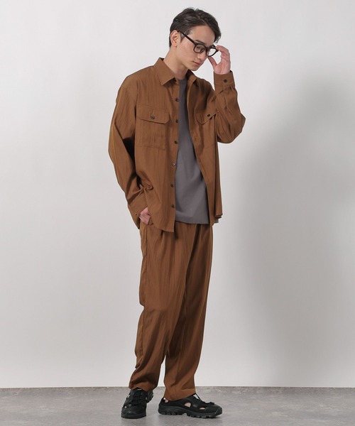LAKOLE(ラコレ)の「【セットアップ可・接触冷感】冷感ワッシャーシャツ長袖 / 586873(シャツ/ブラウス・メンズ・ブラウン/ブラック/グレー・LARGE/MEDIUM)」の15枚目の写真
