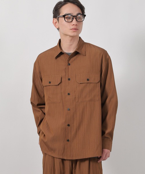 LAKOLE(ラコレ)の「【セットアップ可・接触冷感】冷感ワッシャーシャツ長袖 / 586873(シャツ/ブラウス・メンズ・ブラウン/ブラック/グレー・LARGE/MEDIUM)」の19枚目の写真