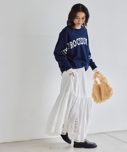 BARNYARDSTORM(バンヤードストーム)の「BARNYARDSTORM / スカラップコットンレーススカート / ハンドウォッシャブル(スカート・レディース・ブラック/ホワイト・FREE)」の4枚目の写真