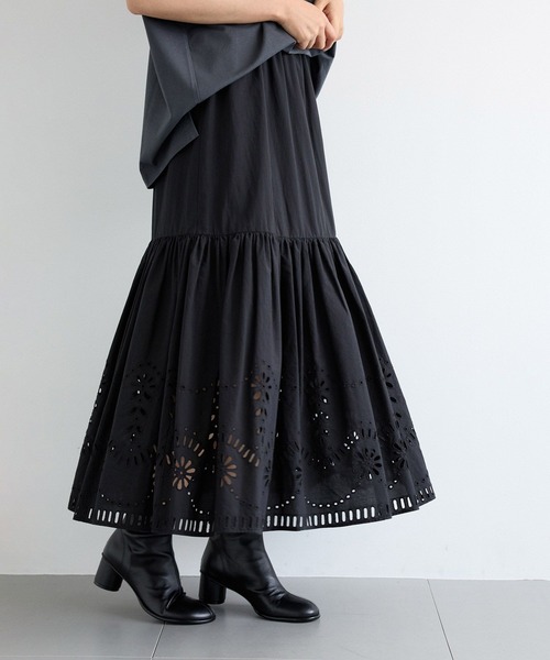 バンヤードストーム　サーキュラースカート 黒　S バンヤードストーム サーキュラースカート 黒 S