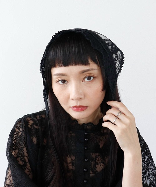 Three Four Time(スリーフォータイム)の「【ばら色の帽子】レース三角巾カチューシャ(カチューシャ・レディース・ホワイト/カーキ/ブラック・FREE)」の7枚目の写真