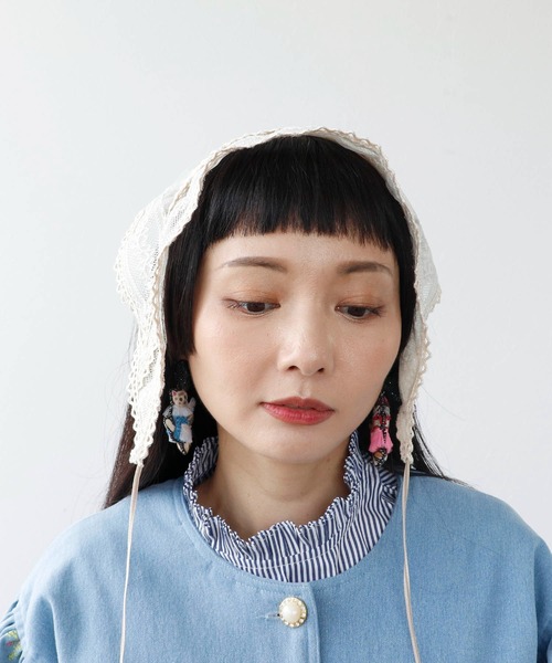 Three Four Time(スリーフォータイム)の「【ばら色の帽子】レース三角巾カチューシャ(カチューシャ・レディース・ホワイト/カーキ/ブラック・FREE)」の6枚目の写真