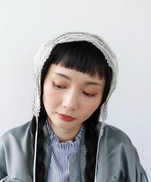 Three Four Time(スリーフォータイム)の「【ばら色の帽子】レース三角巾カチューシャ(カチューシャ・レディース・ホワイト/カーキ/ブラック・FREE)」の13枚目の写真