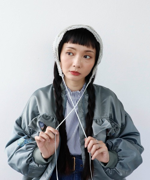 Three Four Time(スリーフォータイム)の「【ばら色の帽子】レース三角巾カチューシャ(カチューシャ・レディース・ホワイト/カーキ/ブラック・FREE)」の14枚目の写真