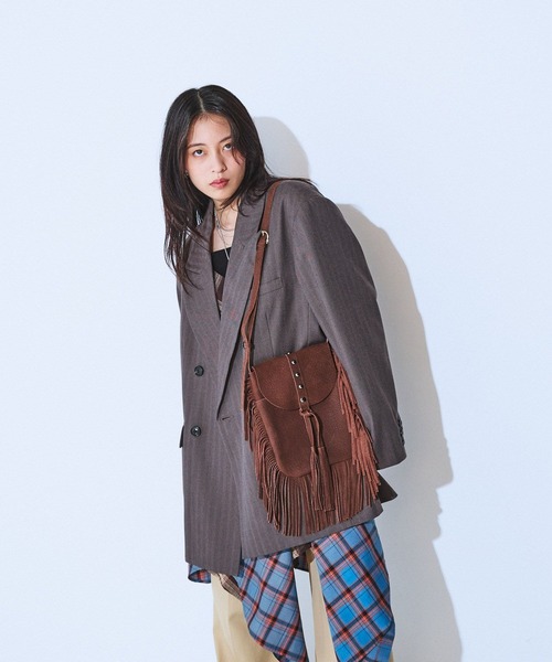 JEANASIS（ジーナシス）の「レザ－フリンジショルダー/579605（ショルダーバッグ・レディース・ブラウン/ブラック・FREE）」の18枚目の写真
