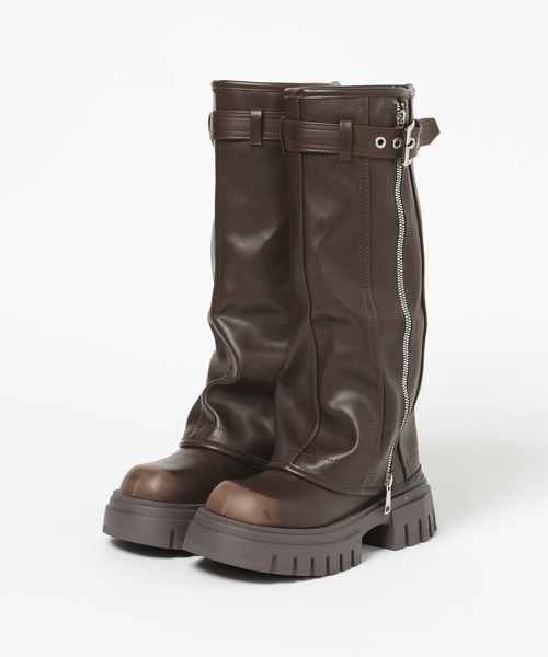 3.3 Field Trip （3.3フィールドトリップ）の「3.3 Field Trip／カバーロングブーツ（ブーツ・レディース・ブラック/ブラウン・LARGE/MEDIUM）」の12枚目の写真