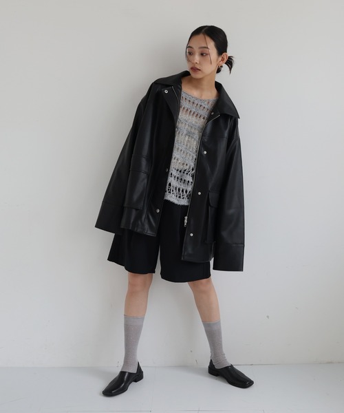 フェイクレザーカバーオール（ライダースジャケット）｜hellam（へラム
