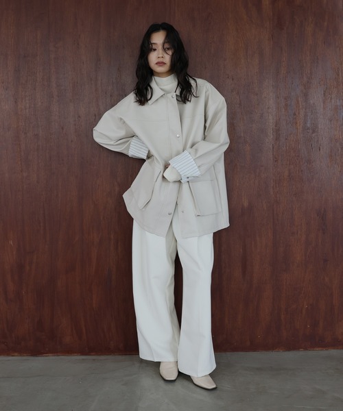 フェイクレザーカバーオール（ライダースジャケット）｜hellam（へラム