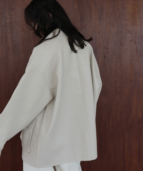 フェイクレザーカバーオール（ライダースジャケット）｜hellam（へラム