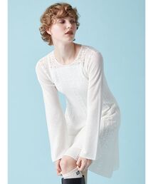 透かし編みニットワンピース