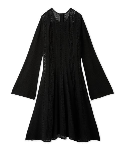 FURFUR(ファーファー)の「透かし編みニットワンピース(ワンピース・レディース・ブラック/ミント/ホワイト・F)」の2枚目の写真