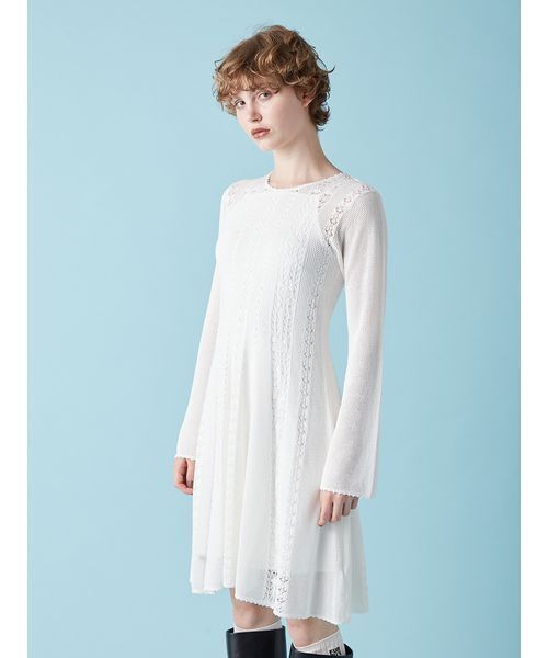 FURFUR(ファーファー)の「透かし編みニットワンピース(ワンピース・レディース・ブラック/ミント/ホワイト・F)」の10枚目の写真