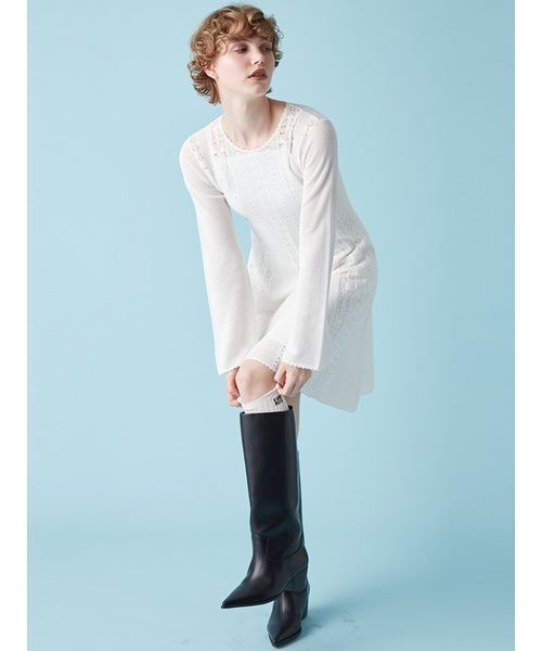 FURFUR(ファーファー)の「透かし編みニットワンピース(ワンピース・レディース・ブラック/ミント/ホワイト・F)」の13枚目の写真