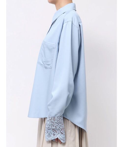 LAGUNAMOON（ラグナムーン）の「レースカフスシャツ（シャツ/ブラウス・レディース・ブルー/ホワイト・FREE）」の4枚目の写真