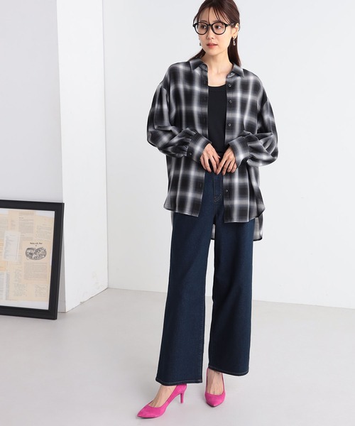 GALLORIA（ギャローリア）の「シアーチェックシャツ（シャツ/ブラウス・レディース・ブラウン/ブラック・S/M/L/LL）」の6枚目の写真