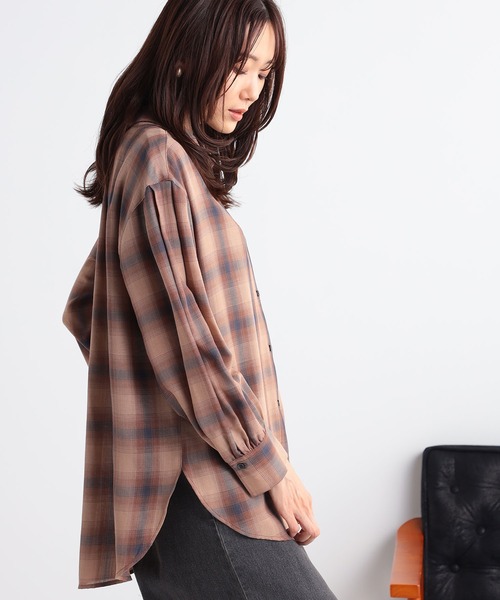 GALLORIA（ギャローリア）の「シアーチェックシャツ（シャツ/ブラウス・レディース・ブラウン/ブラック・S/M/L/LL）」の8枚目の写真