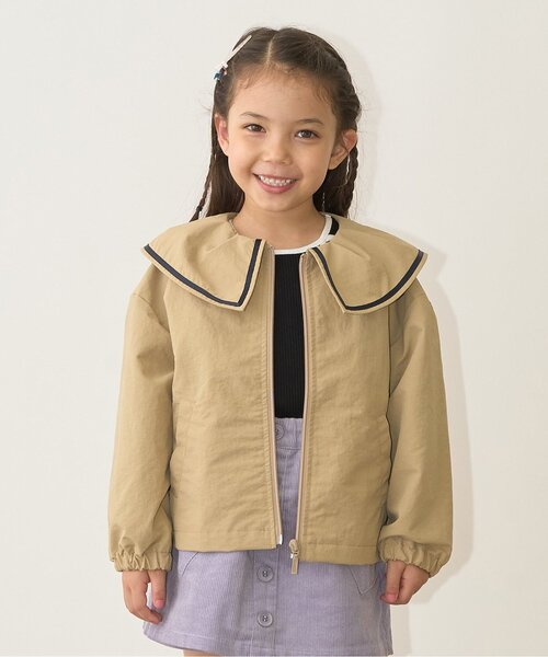 Lycee mine（リセマイン）の「フリルカラーウィンドブレーカー（ブルゾン・キッズ・ネイビー/ピンク/アイボリー/ベージュ・120cm/110cm/150cm/140cm/130cm/100cm）」の3枚目の写真