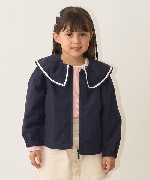 Lycee mine（リセマイン）の「フリルカラーウィンドブレーカー（ブルゾン・キッズ・ネイビー/ピンク/アイボリー/ベージュ・120cm/110cm/150cm/140cm/130cm/100cm）」の4枚目の写真