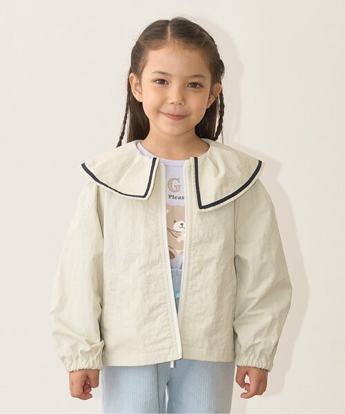 Lycee mine（リセマイン）の「フリルカラーウィンドブレーカー（ブルゾン・キッズ・ネイビー/ピンク/アイボリー/ベージュ・120cm/110cm/150cm/140cm/130cm/100cm）」の2枚目の写真