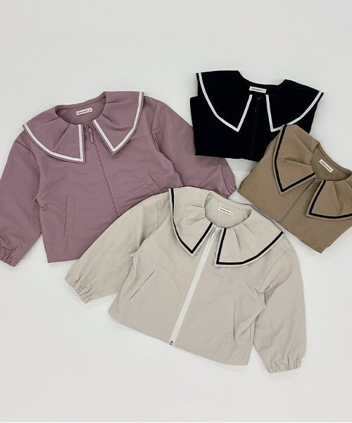 Lycee mine（リセマイン）の「フリルカラーウィンドブレーカー（ブルゾン・キッズ・ネイビー/ピンク/アイボリー/ベージュ・120cm/110cm/150cm/140cm/130cm/100cm）」の16枚目の写真