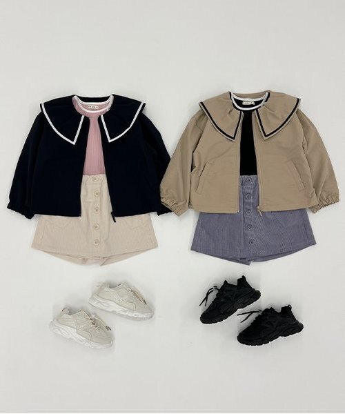 Lycee mine（リセマイン）の「フリルカラーウィンドブレーカー（ブルゾン・キッズ・ネイビー/ピンク/アイボリー/ベージュ・120cm/110cm/150cm/140cm/130cm/100cm）」の19枚目の写真