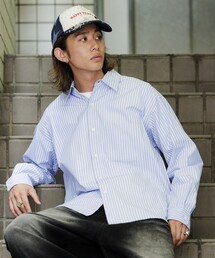 限定展開 REGULAR COLLAR BOX CUT STRIPE SHIRT