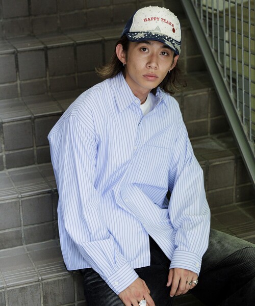 FREAK'S STORE(フリークスストア)の「限定展開 MR HEARTS/ミスターハーツ REGULAR COLLAR BOX CUT STRIPE SHIRT(シャツ/ブラウス・メンズ・ブラック/オフホワイト/ブルー・LARGE/MEDIUM/SMALL)」の4枚目の写真