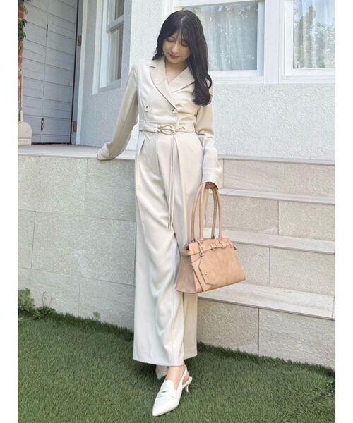 MERCURYDUO（マーキュリーデュオ）の「テーラーカラーコンビネゾン（つなぎ/オールインワン・レディース・ベージュ/ダークブラウン・SMALL/MEDIUM）」の5枚目の写真