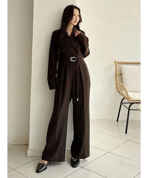 MERCURYDUO（マーキュリーデュオ）の「テーラーカラーコンビネゾン（つなぎ/オールインワン・レディース・ベージュ/ダークブラウン・SMALL/MEDIUM）」の7枚目の写真