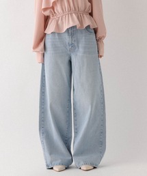 【ウエストサイドボタンで自由にフィット】2WAYデニムワイドパンツ 593596