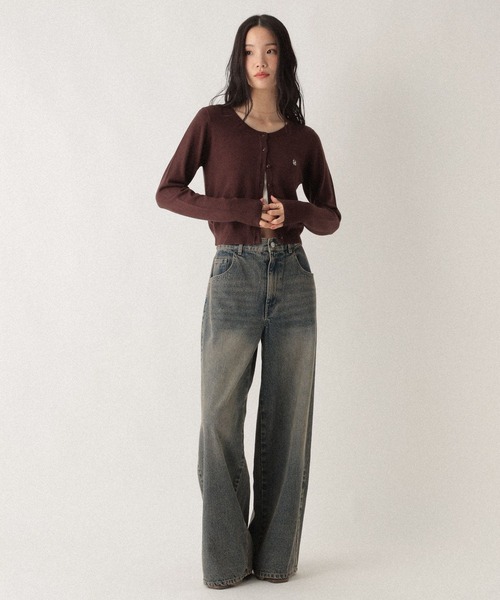 【新品】サイドボタン二枚重ねワイドパンツ　男女兼用　ブラック　C346 ウエストサイドボタンで自由にフィット】2WAYデニムワイドパンツ