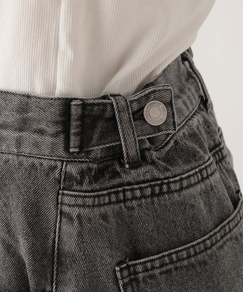 ウエストサイドボタンで自由にフィット】2WAYデニムワイドパンツ