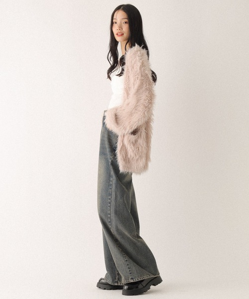 Heather（ヘザー）の「【ウエストサイドボタンで自由にフィット】2WAYデニムワイドパンツ　593596（デニムパンツ・レディース・グレー/ブラウン/ブルー・M/S）」の8枚目の写真