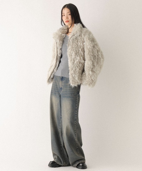 Heather（ヘザー）の「【ウエストサイドボタンで自由にフィット】2WAYデニムワイドパンツ　593596（デニムパンツ・レディース・グレー/ブラウン/ブルー・M/S）」の11枚目の写真