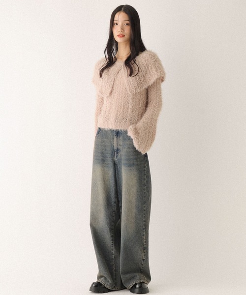 Heather（ヘザー）の「【ウエストサイドボタンで自由にフィット】2WAYデニムワイドパンツ　593596（デニムパンツ・レディース・グレー/ブラウン/ブルー・M/S）」の16枚目の写真