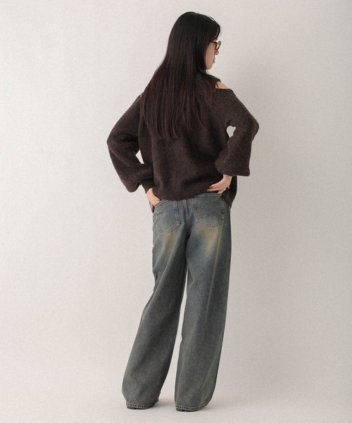 Heather（ヘザー）の「【ウエストサイドボタンで自由にフィット】2WAYデニムワイドパンツ　593596（デニムパンツ・レディース・グレー/ブラウン/ブルー・M/S）」の21枚目の写真