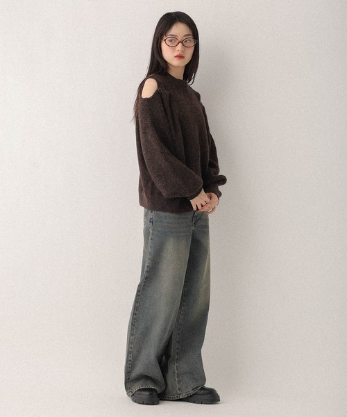 Heather（ヘザー）の「【ウエストサイドボタンで自由にフィット】2WAYデニムワイドパンツ　593596（デニムパンツ・レディース・グレー/ブラウン/ブルー・M/S）」の22枚目の写真