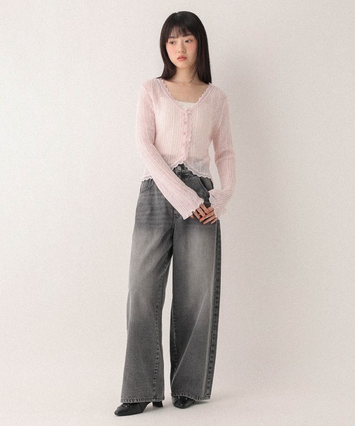 Heather（ヘザー）の「【ウエストサイドボタンで自由にフィット】2WAYデニムワイドパンツ　593596（デニムパンツ・レディース・グレー/ブラウン/ブルー・M/S）」の19枚目の写真