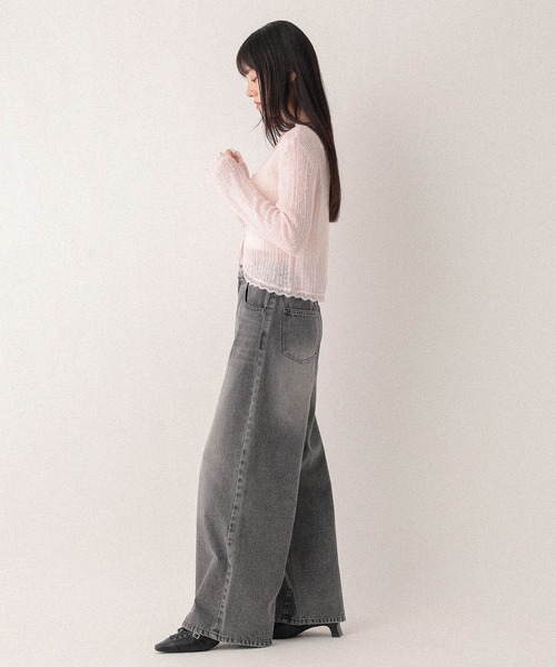 Heather（ヘザー）の「【ウエストサイドボタンで自由にフィット】2WAYデニムワイドパンツ　593596（デニムパンツ・レディース・グレー/ブラウン/ブルー・M/S）」の18枚目の写真
