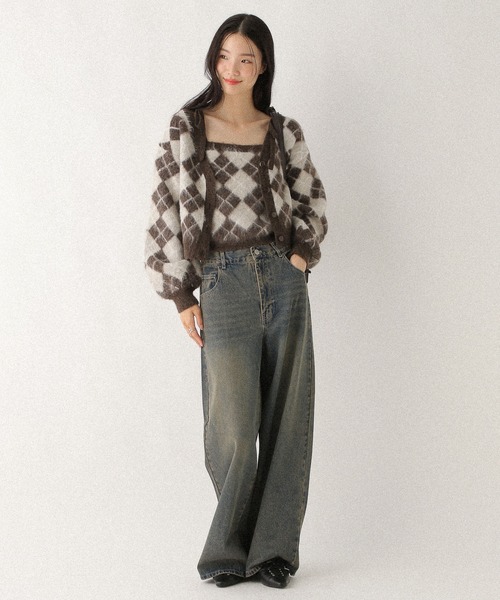 Heather（ヘザー）の「【ウエストサイドボタンで自由にフィット】2WAYデニムワイドパンツ　593596（デニムパンツ・レディース・グレー/ブラウン/ブルー・M/S）」の13枚目の写真