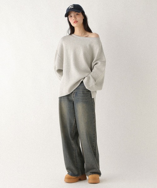 Heather（ヘザー）の「【ウエストサイドボタンで自由にフィット】2WAYデニムワイドパンツ　593596（デニムパンツ・レディース・グレー/ブラウン/ブルー・M/S）」の5枚目の写真