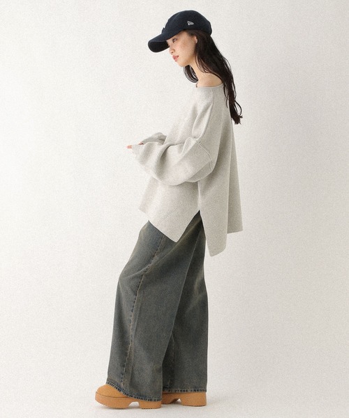 Heather（ヘザー）の「【ウエストサイドボタンで自由にフィット】2WAYデニムワイドパンツ　593596（デニムパンツ・レディース・グレー/ブラウン/ブルー・M/S）」の6枚目の写真