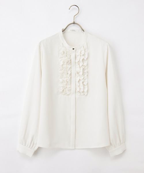 Honeys（ハニーズ）の「胸元フリルブラウス（シャツ/ブラウス・レディース・グレイッシュベージュ/アイボリー/ボルドー/チャコール・S/M/LL/L）」の18枚目の写真