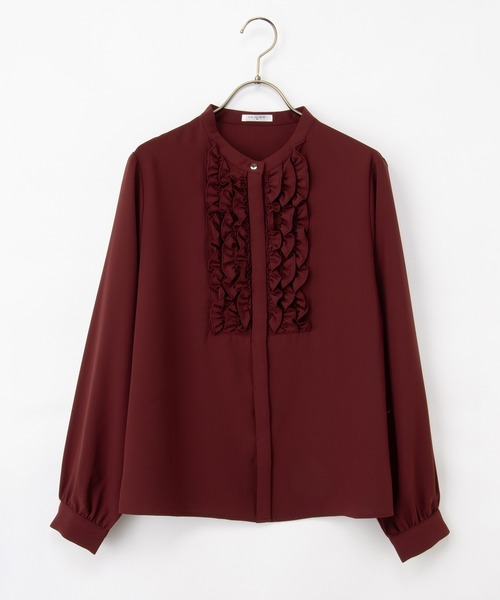 Honeys（ハニーズ）の「胸元フリルブラウス（シャツ/ブラウス・レディース・グレイッシュベージュ/アイボリー/ボルドー/チャコール・S/M/LL/L）」の20枚目の写真