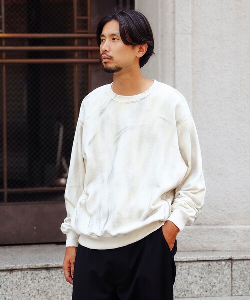 B:MING by BEAMS（ビーミングバイビームス）の「ambiance / ステイン クルーネック スウェット（ユニセックス）（スウェット・メンズ・ホワイト系その他5/グレー・S/XL/L/M）」の6枚目の写真