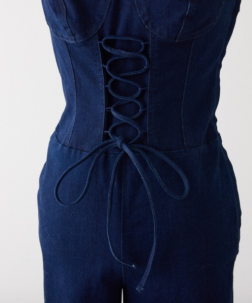 Seemi. byNICECLAUP（ シーミーバイナイスクラップ）の「【Seemi.】デニムサロペット（サロペット/オーバーオール・レディース・ブルー/サックスブルー・FREE）」の4枚目の写真