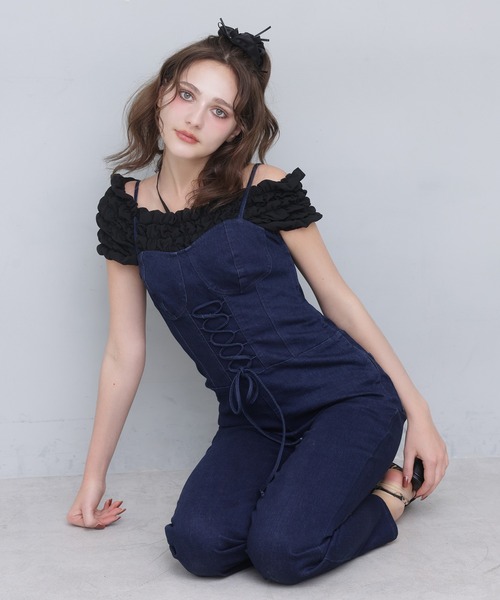 Seemi. byNICECLAUP（ シーミーバイナイスクラップ）の「【Seemi.】デニムサロペット（サロペット/オーバーオール・レディース・ブルー/サックスブルー・FREE）」の16枚目の写真